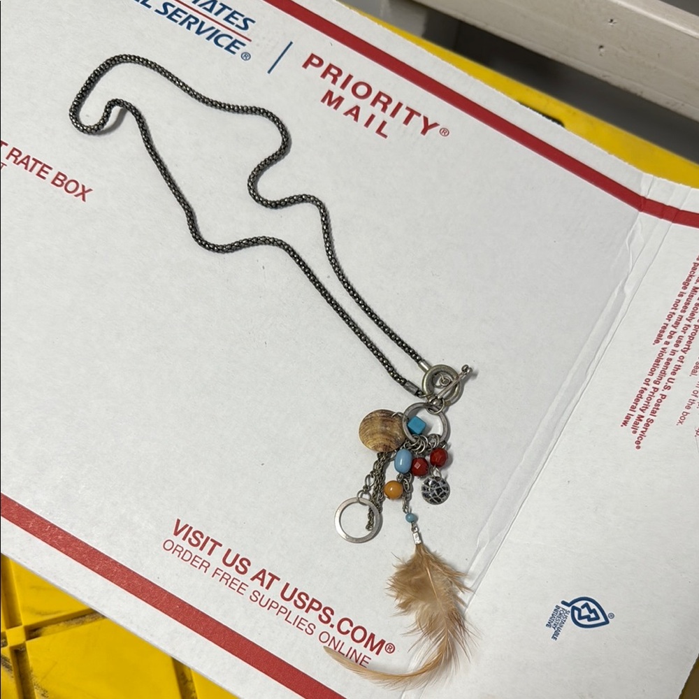 Bohemian Charm Necklace with Feather